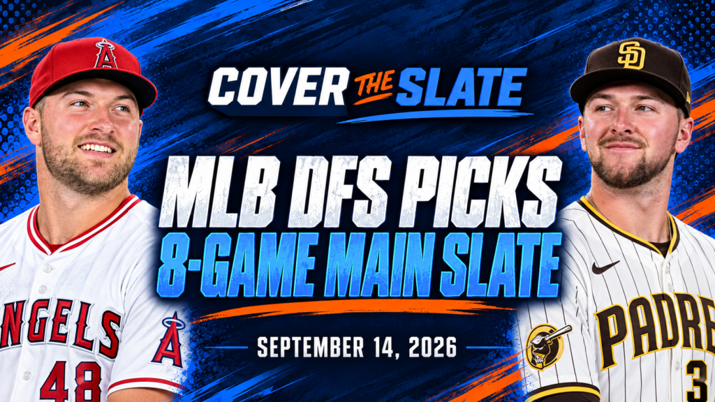 Cover The Slate MLB DraftKings DFS picks for the eight-game September 14, 2026 main slate, featuring Reid Detmers, Jackson Merrill and Francisco Lindor.