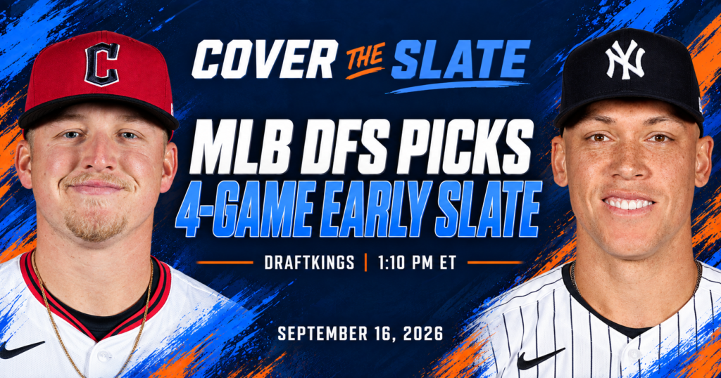 Cover The Slate MLB DFS DraftKings four-game early slate picks for September 16, 2026, starting at 1:10 p.m. ET.
