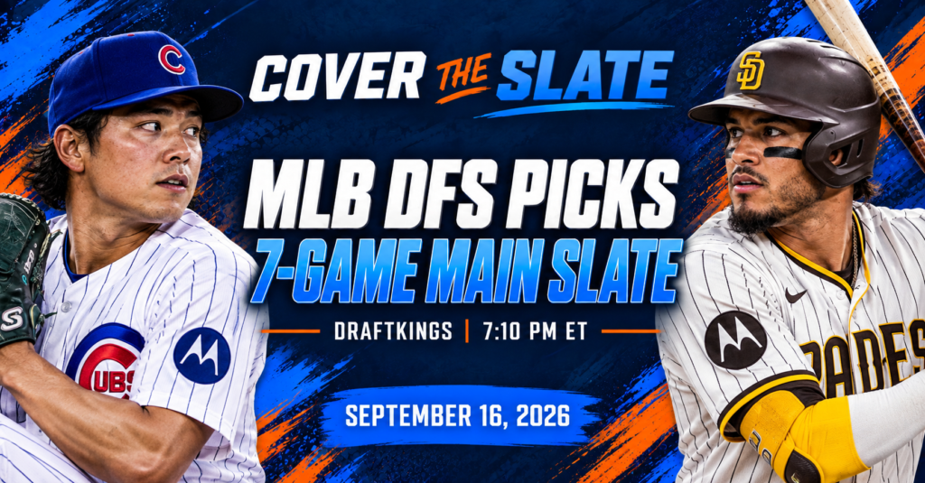 Cover The Slate MLB DFS DraftKings seven-game main slate picks for September 16, 2026, starting at 7:10 p.m. ET.