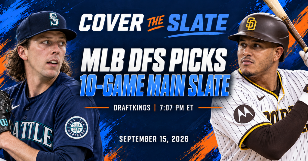 MLB DFS DraftKings 10-game main slate picks for September 15, 2026, featuring Logan Gilbert and Manny Machado.